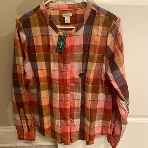 L.L. Bean Woman’s Plaid button down shirt Organic Cotton- Multicolor